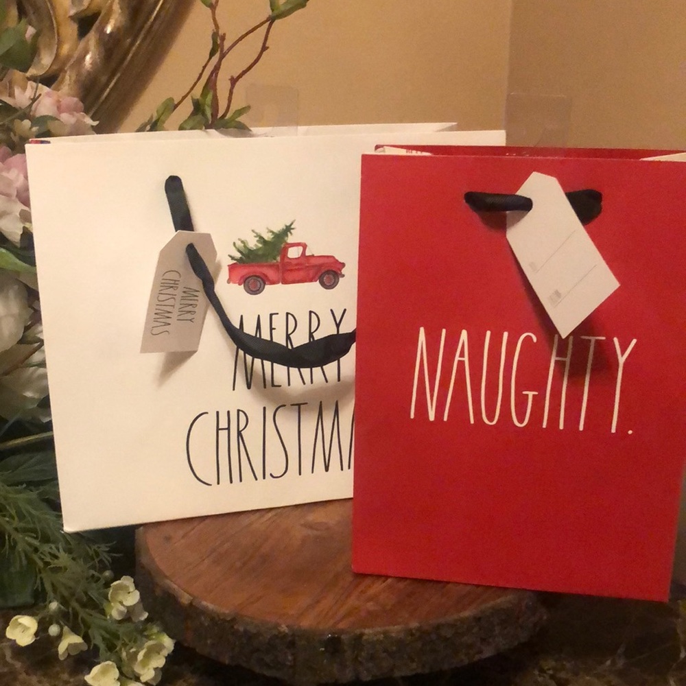 Set of 2 RAE DUNN CHRISTMAS PAPER GIFT BAGS